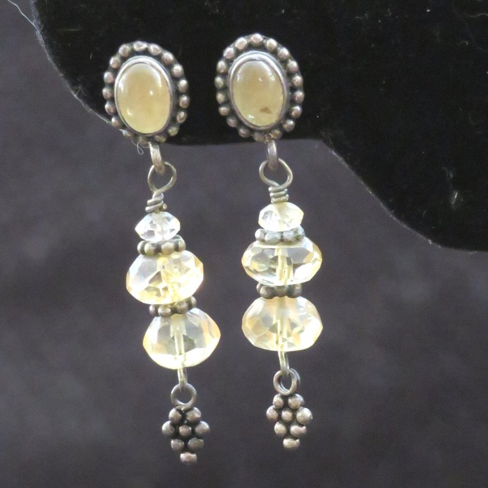 Citrine and Sterling handmade vintage earrings